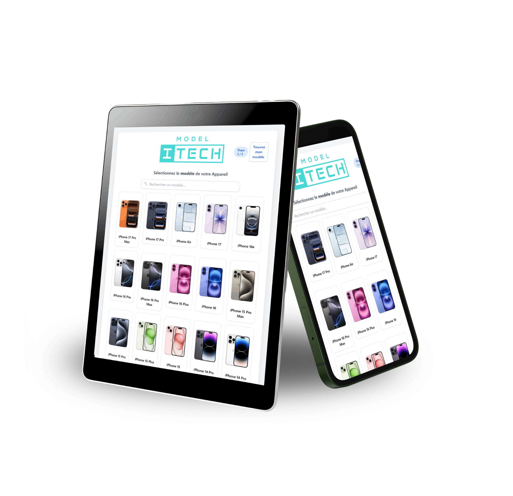 Tablette affichant l'app MODEL-ITECH